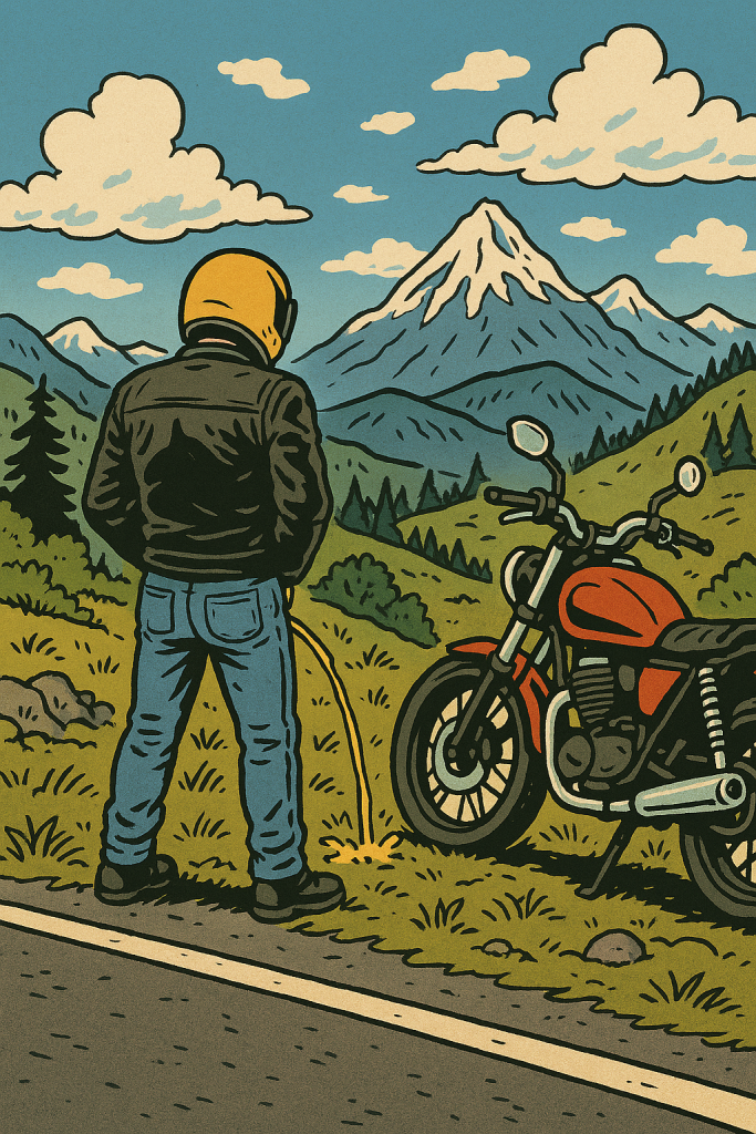 Motorradfahrer-pinkeln-683x1024 Mit dem Motorrad durch die Westalpen